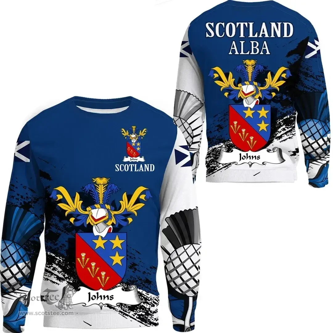 Scottish Johns Clan Scottish Family Crest Scotland Alba Thistle Sweatshirt