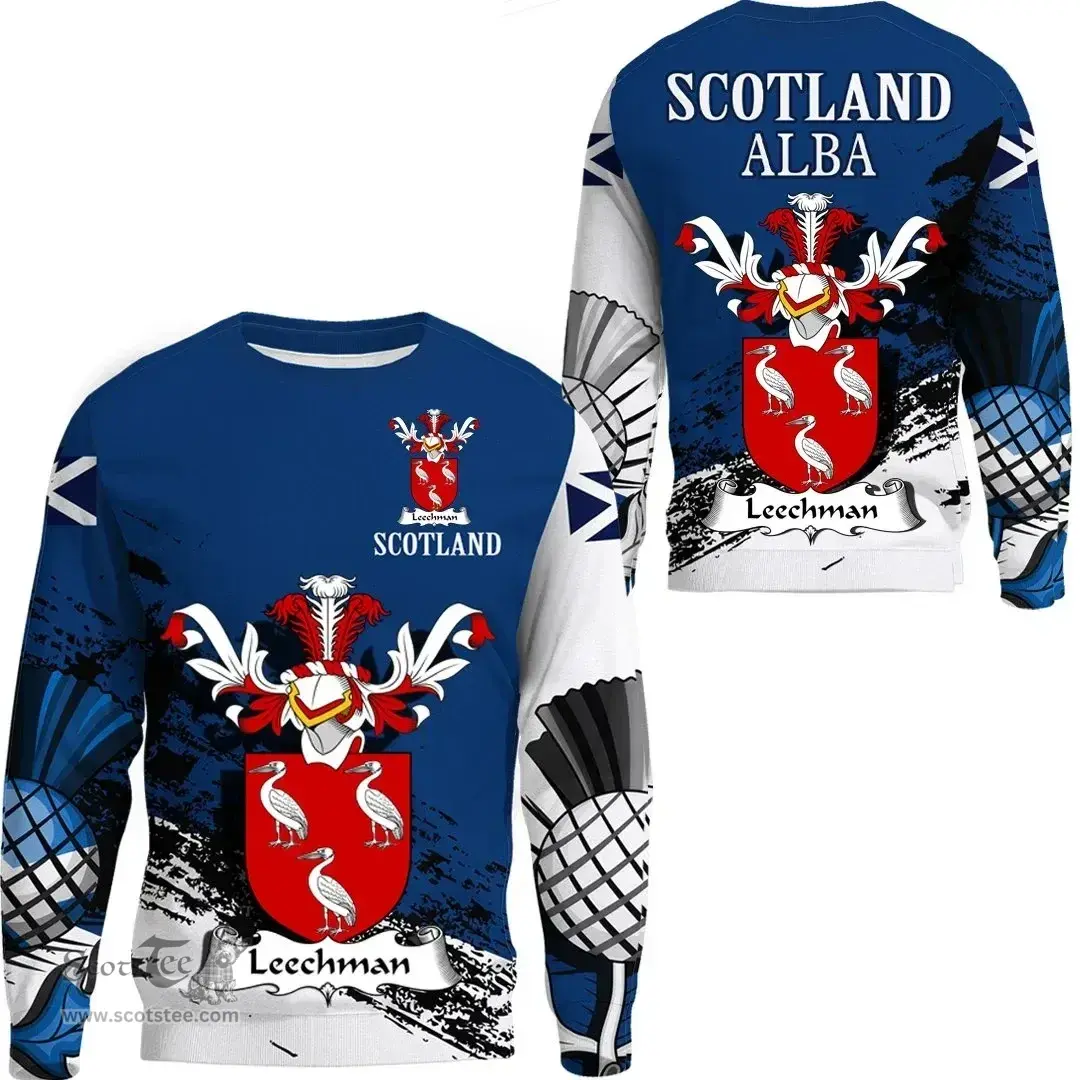 Scottish Leechman Clan Scottish Family Crest Scotland Alba Thistle Sweatshirt