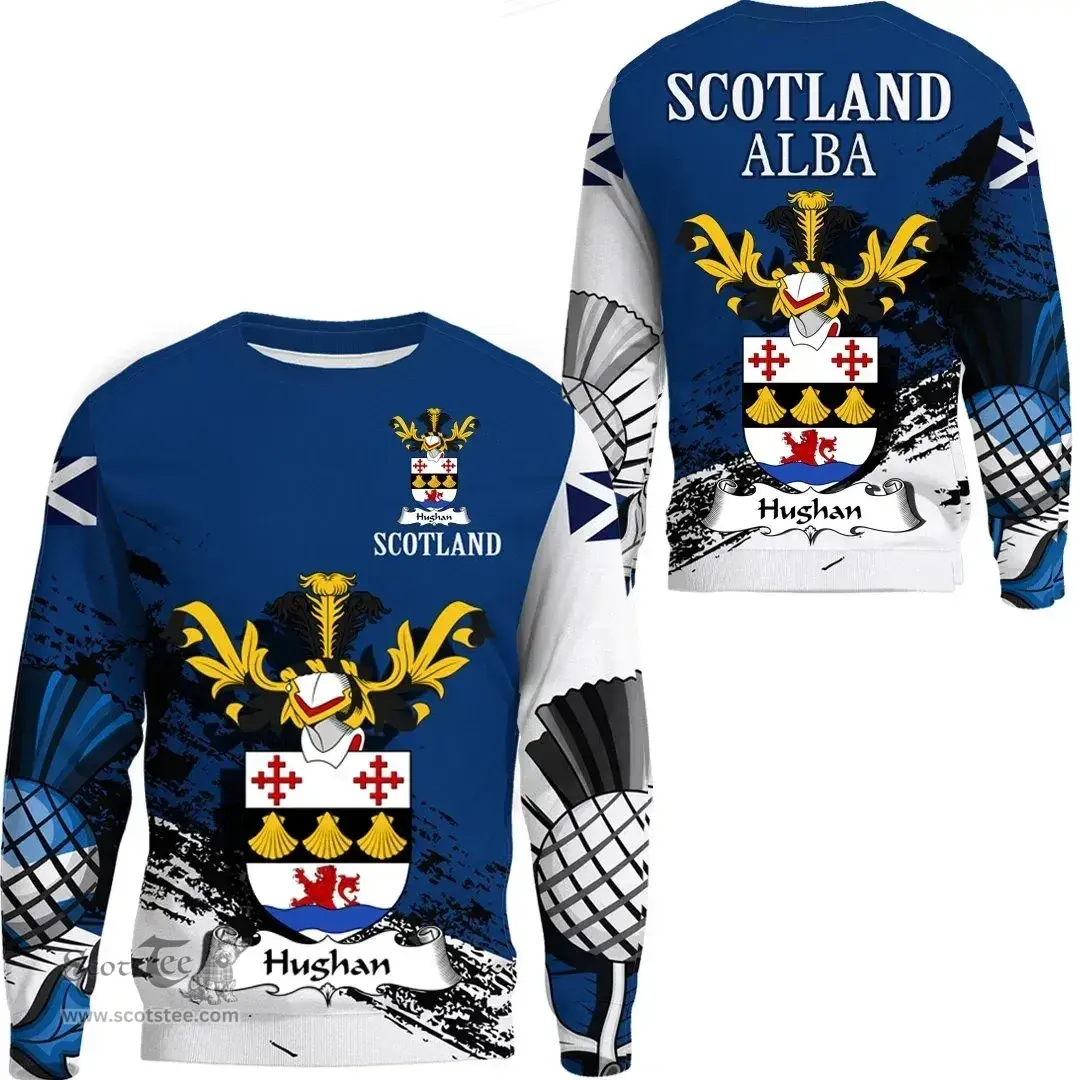Scottish Hughan Clan Scottish Family Crest Scotland Alba Thistle Sweatshirt