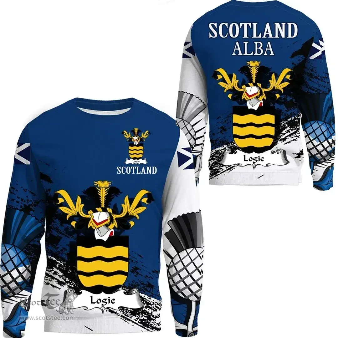 Scottish Logie Clan Scottish Family Crest Scotland Alba Thistle Sweatshirt
