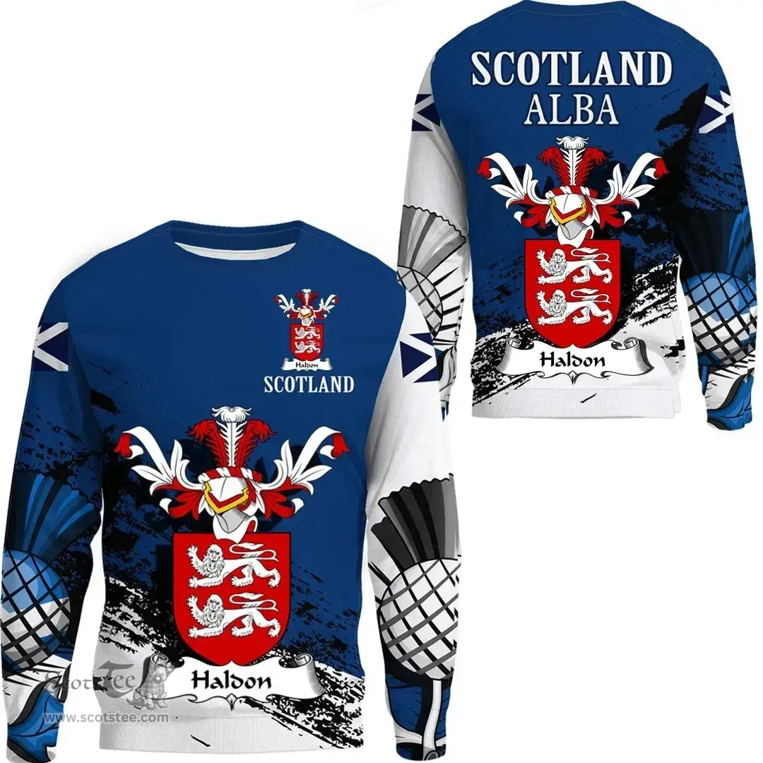 Scottish Haldon Clan Scottish Family Crest Scotland Alba Thistle Sweatshirt