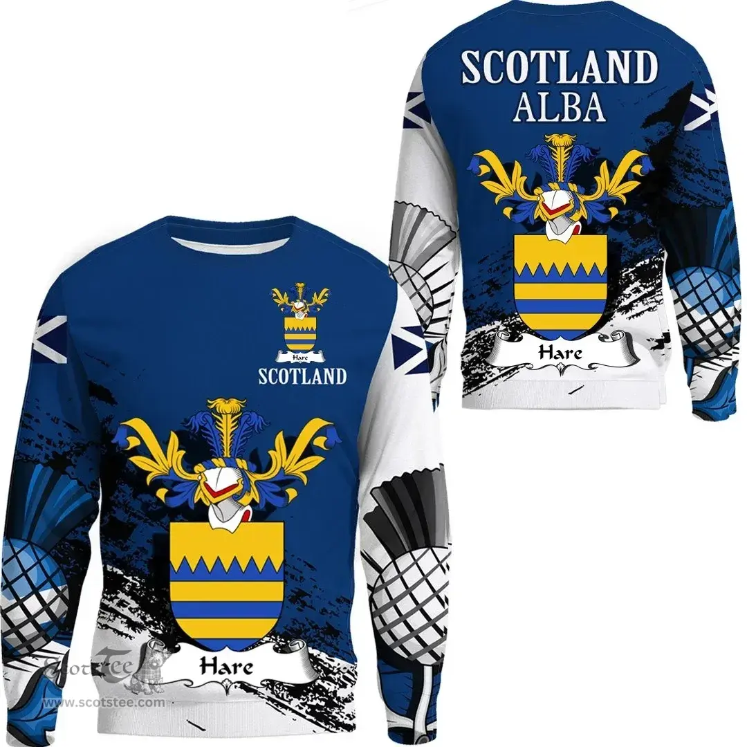 Scottish Hare Clan Scottish Family Crest Scotland Alba Thistle Sweatshirt