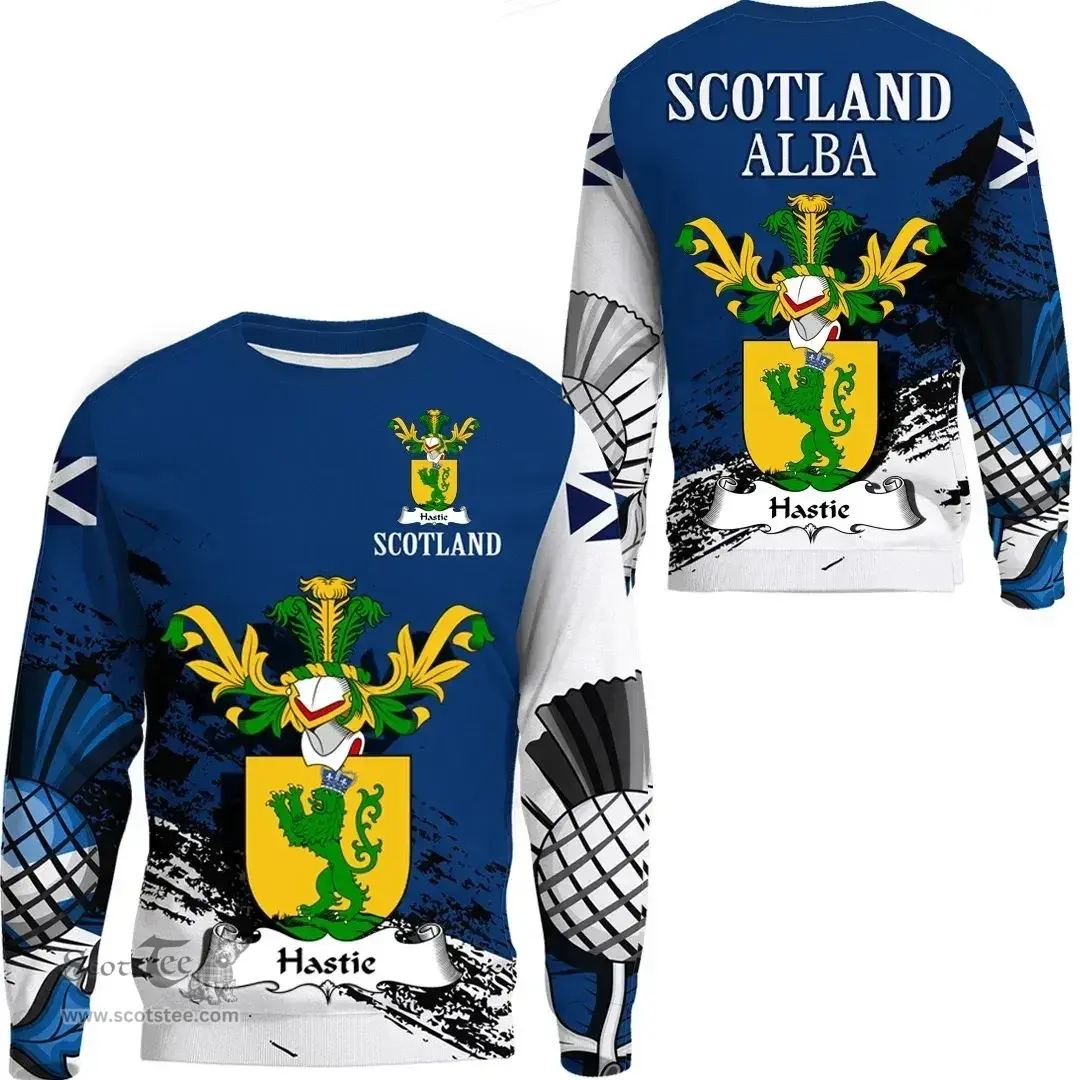 Scottish Hastie Clan Scottish Family Crest Scotland Alba Thistle Sweatshirt