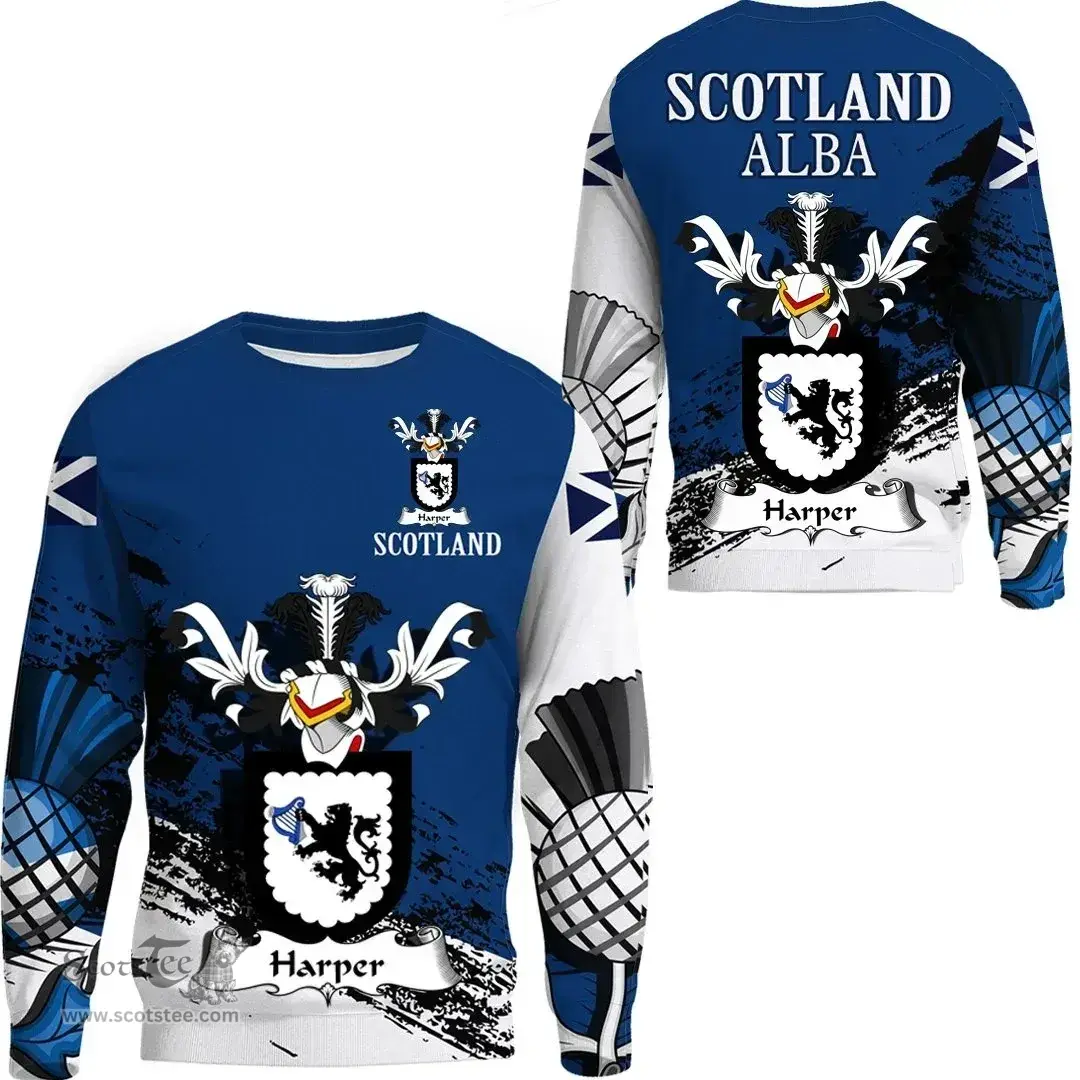 Scottish Harper Clan Scottish Family Crest Scotland Alba Thistle Sweatshirt