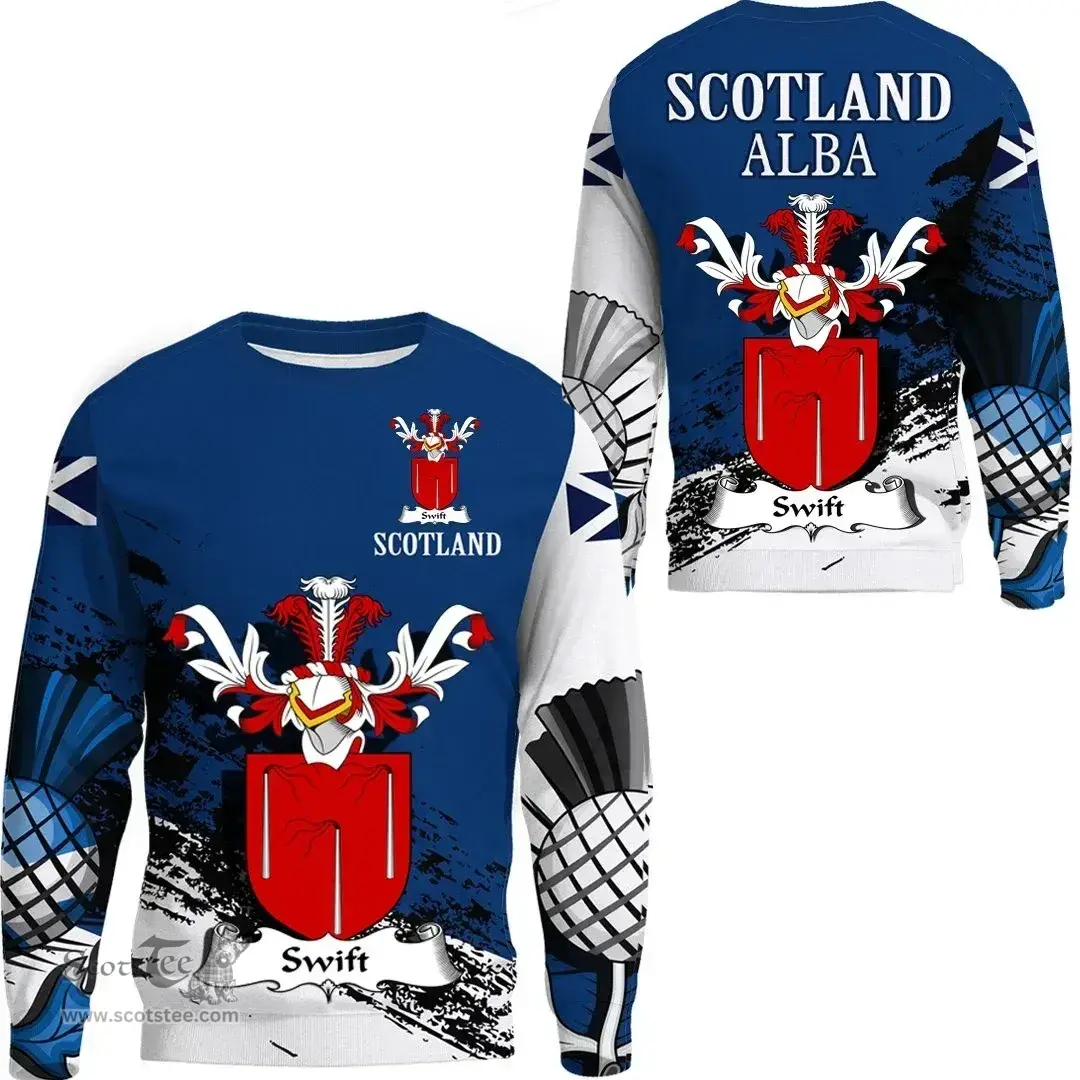 Scottish Swift or Swifte Clan Scottish Family Crest Scotland Alba Thistle Sweatshirt
