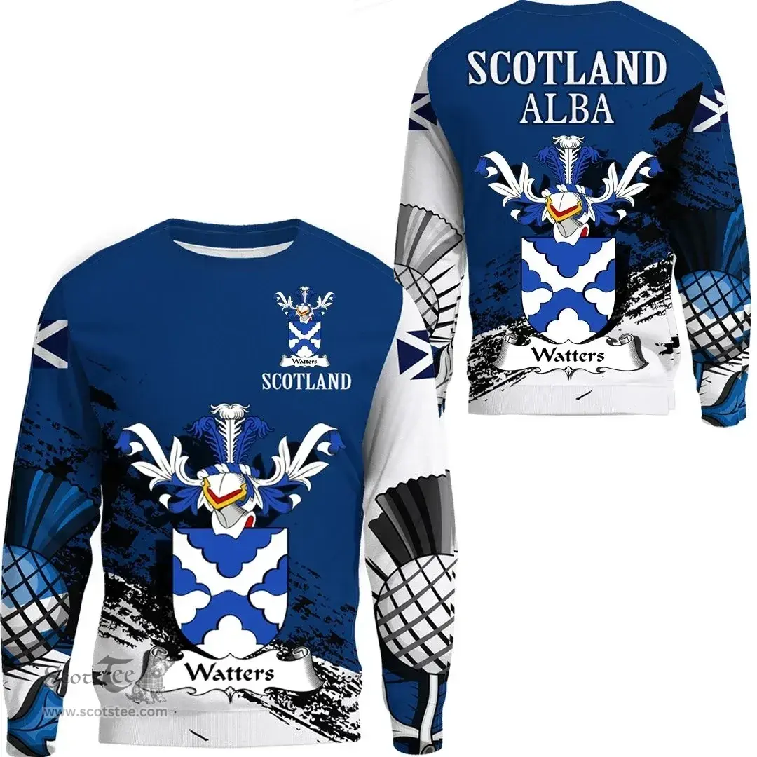 Scottish Watters Clan Scottish Family Crest Scotland Alba Thistle Sweatshirt