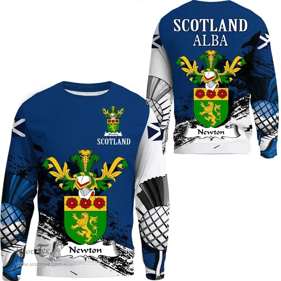 Scottish Newton Clan Scottish Family Crest Scotland Alba Thistle Sweatshirt