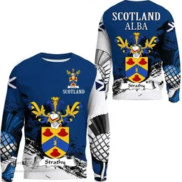 Scottish Strathy Clan Scottish Family Crest Scotland Alba Thistle Sweatshirt