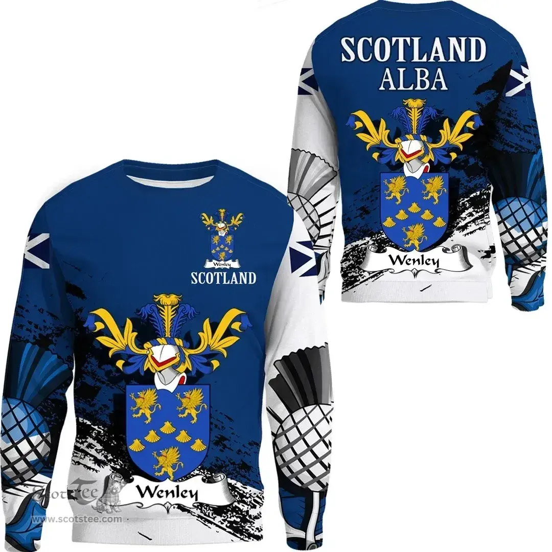 Scottish Wenley Clan Scottish Family Crest Scotland Alba Thistle Sweatshirt