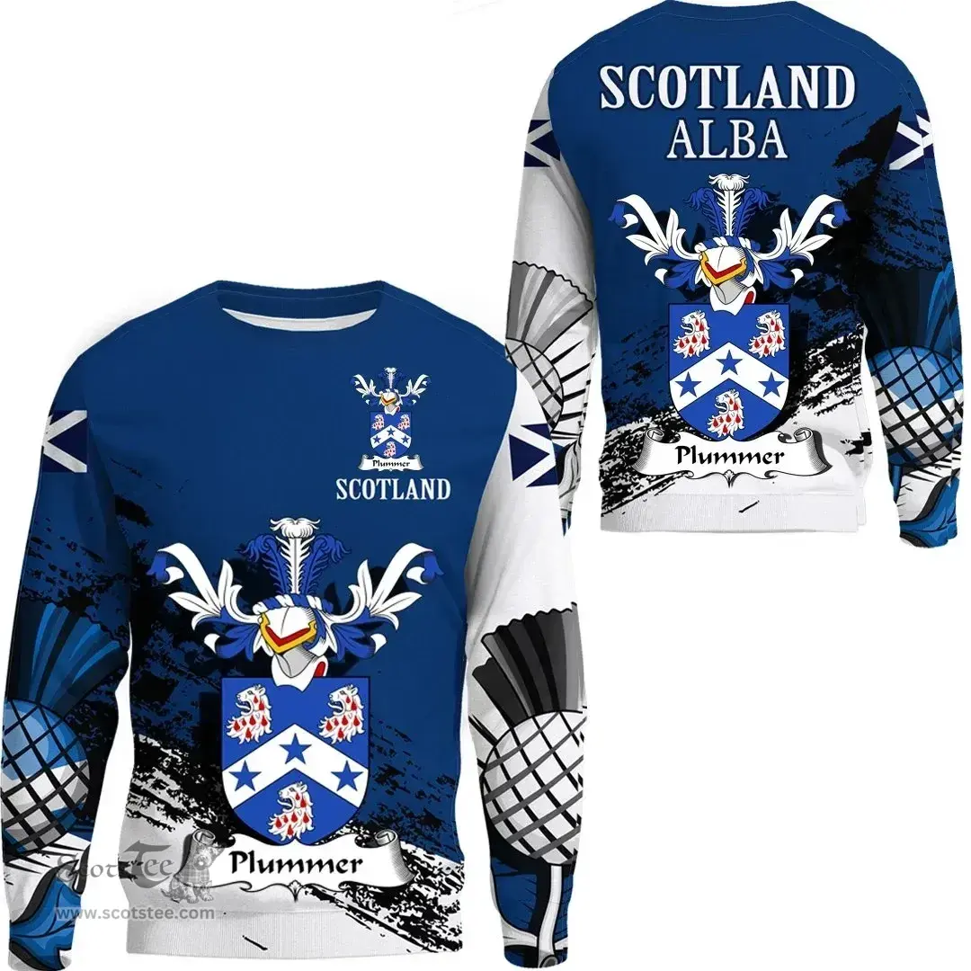 Scottish Plummer Clan Scottish Family Crest Scotland Alba Thistle Sweatshirt