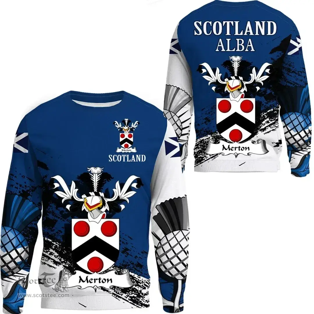 Scottish Merton Clan Scottish Family Crest Scotland Alba Thistle Sweatshirt