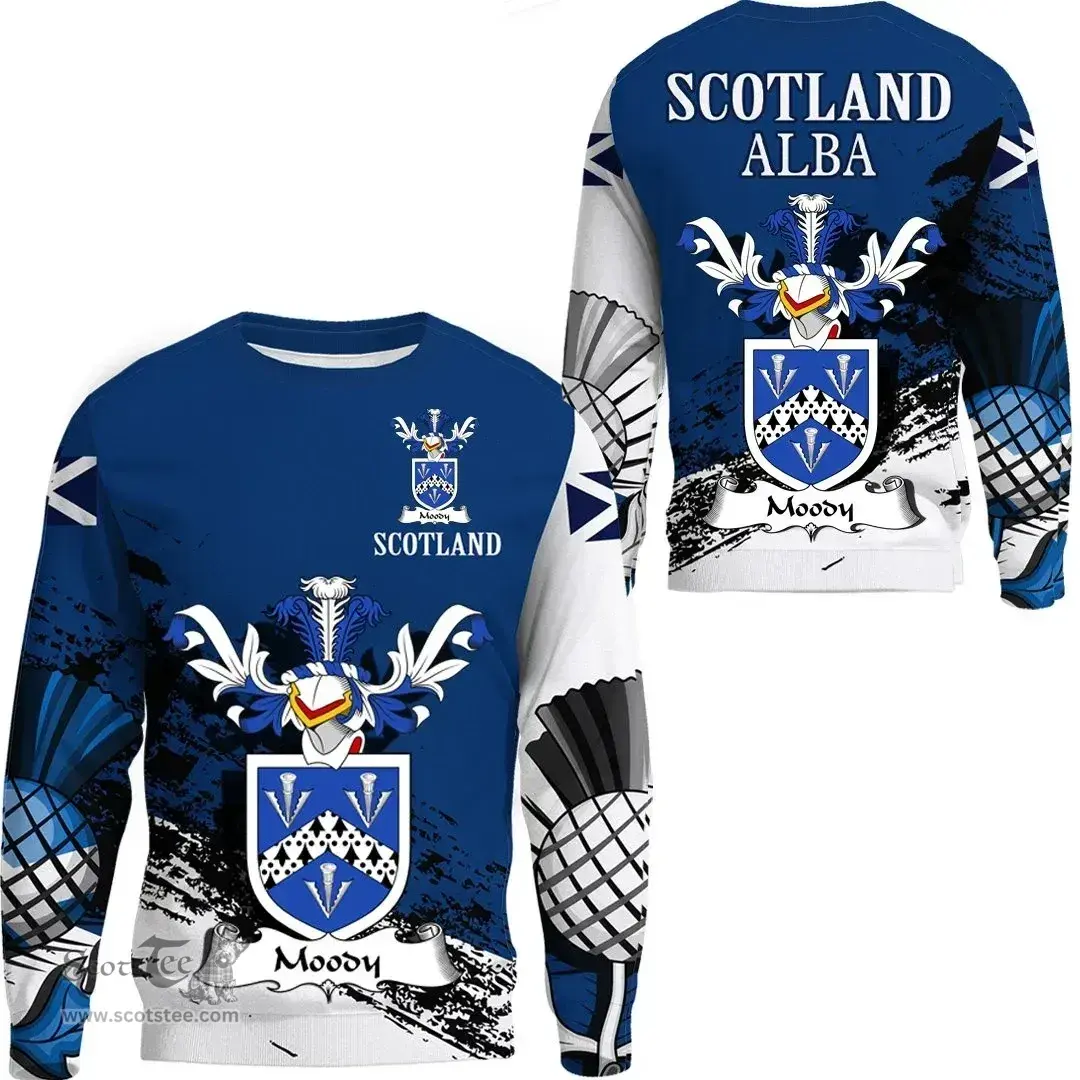 Scottish Moody or Mudie Clan Scottish Family Crest Scotland Alba Thistle Sweatshirt
