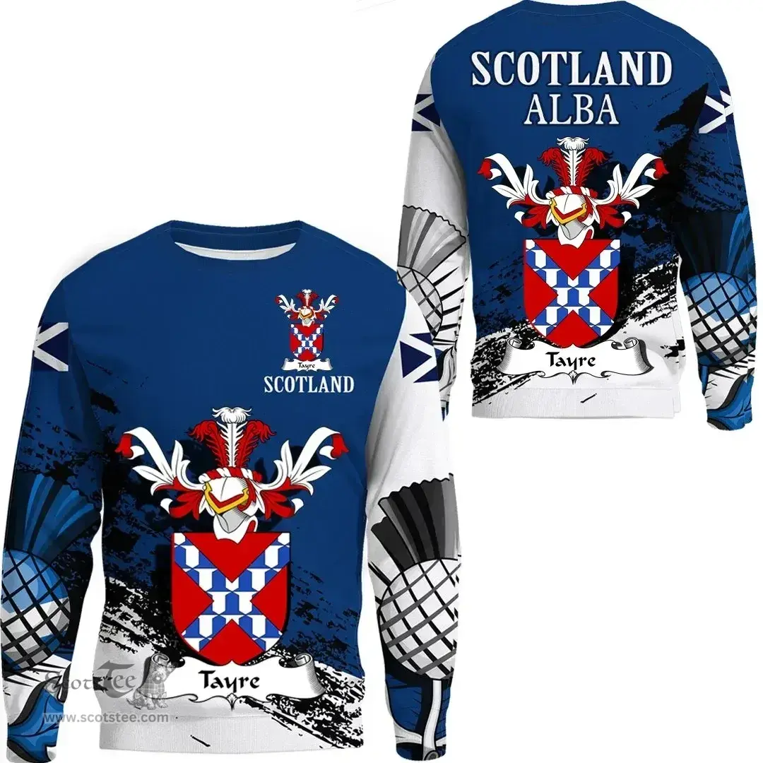 Scottish Tayre or Tayer Clan Scottish Family Crest Scotland Alba Thistle Sweatshirt