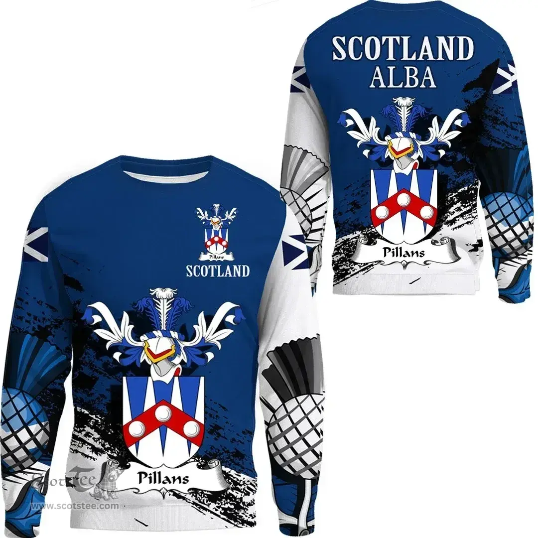 Scottish Pillans Clan Scottish Family Crest Scotland Alba Thistle Sweatshirt