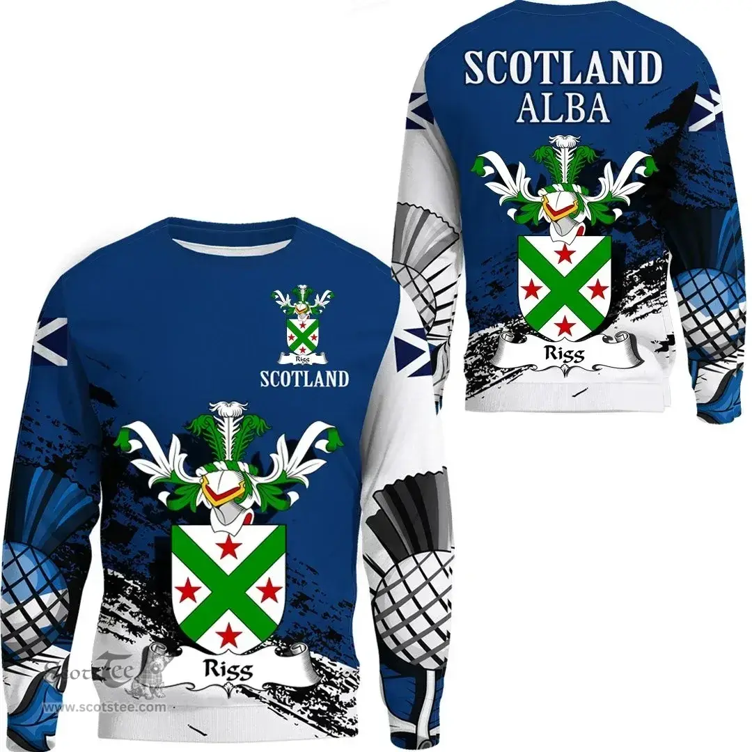 Scottish Rigg Clan Scottish Family Crest Scotland Alba Thistle Sweatshirt
