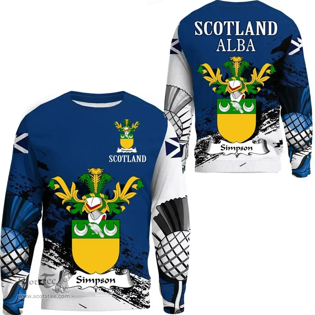 Scottish Simpson Clan Scottish Family Crest Scotland Alba Thistle Sweatshirt
