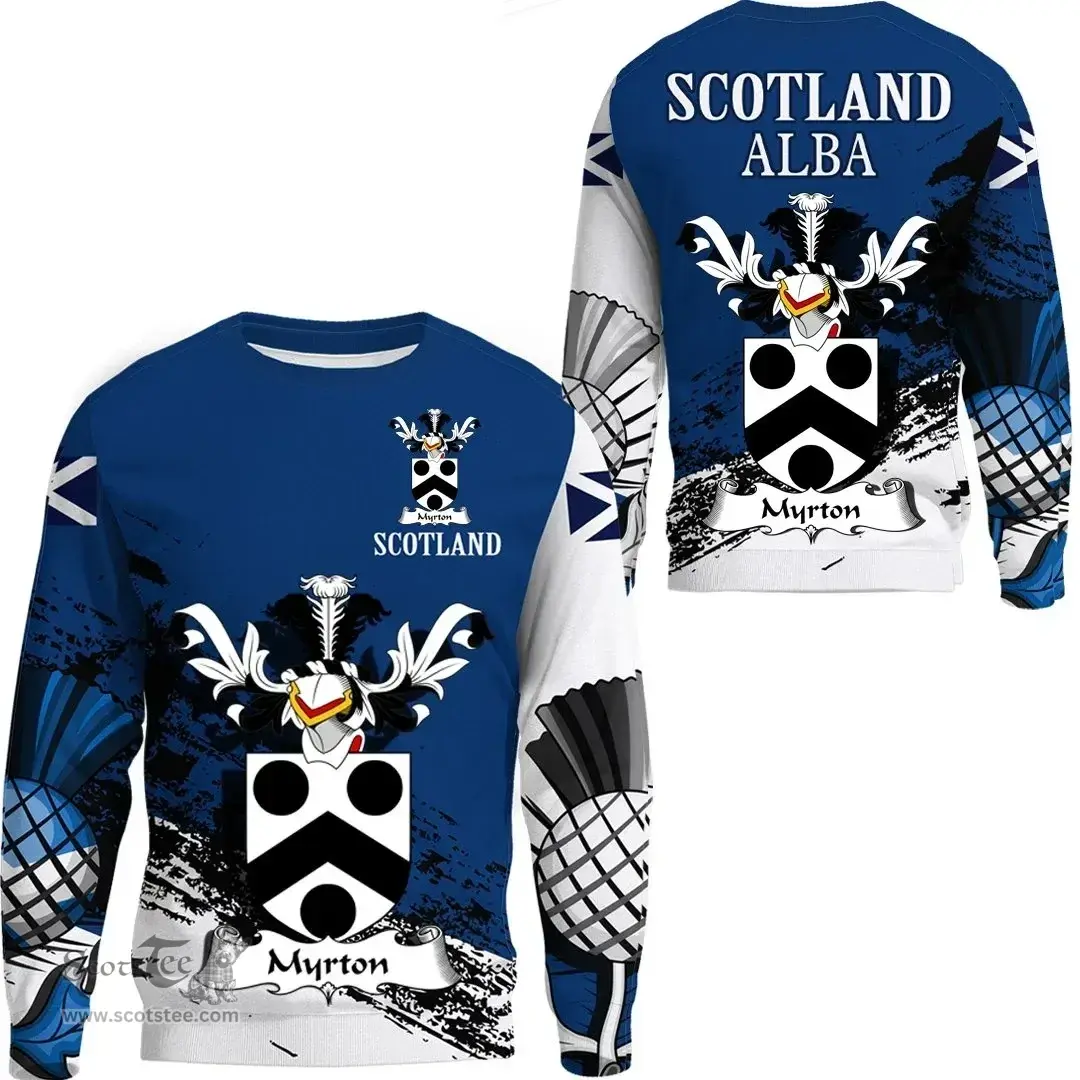 Scottish Myrton Clan Scottish Family Crest Scotland Alba Thistle Sweatshirt