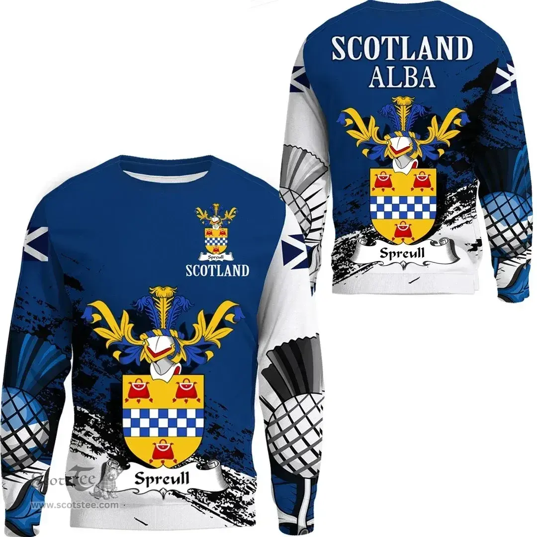 Scottish Spreull Clan Scottish Family Crest Scotland Alba Thistle Sweatshirt