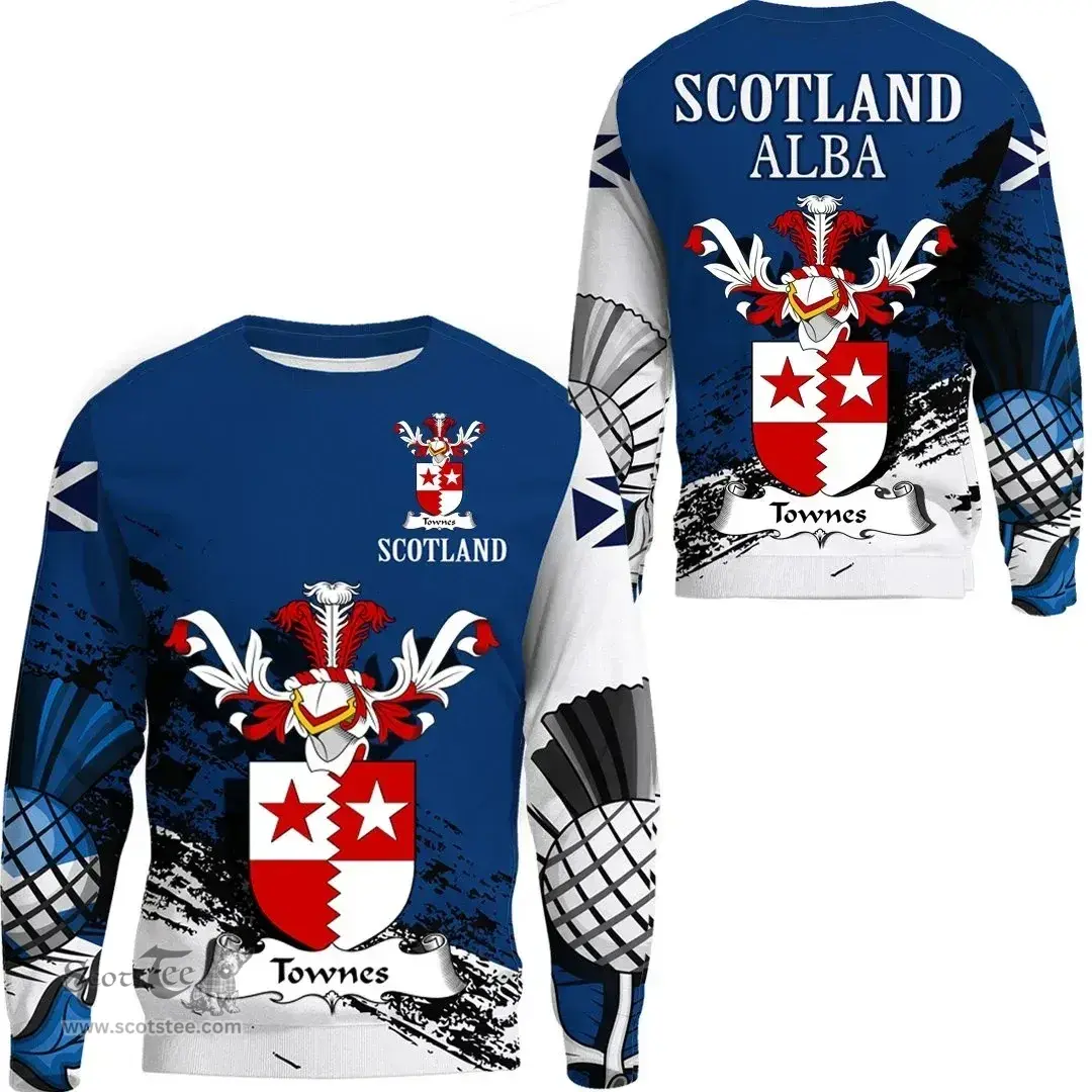 Scottish Townes or Townis Clan Scottish Family Crest Scotland Alba Thistle Sweatshirt