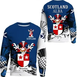 Scottish Townes or Townis Clan Scottish Family Crest Scotland Alba Thistle Sweatshirt