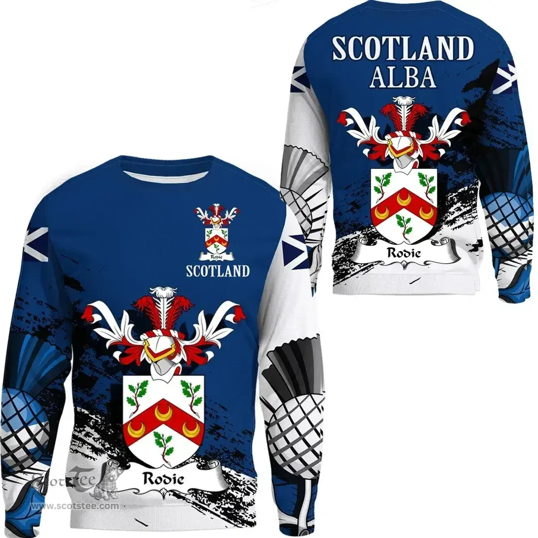 Scottish Rodie Clan Scottish Family Crest Scotland Alba Thistle Sweatshirt