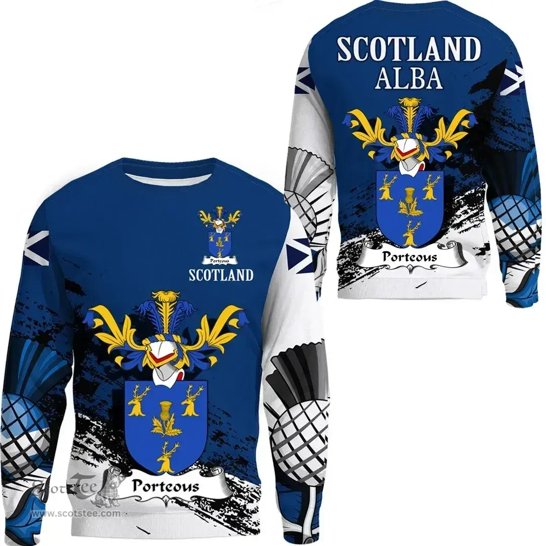 Scottish Porteous Clan Scottish Family Crest Scotland Alba Thistle Sweatshirt