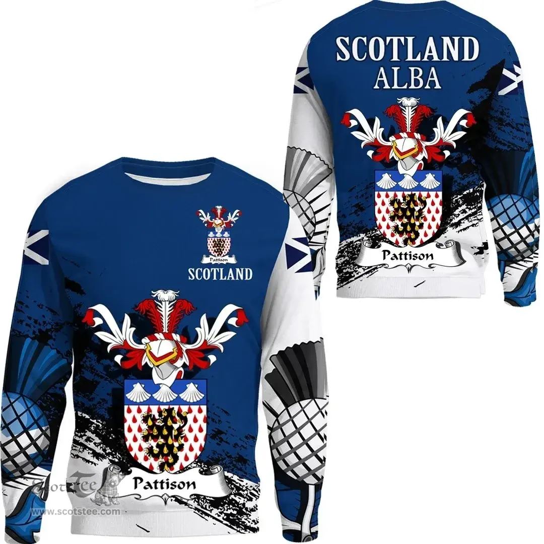 Scottish Pattison Clan Scottish Family Crest Scotland Alba Thistle Sweatshirt