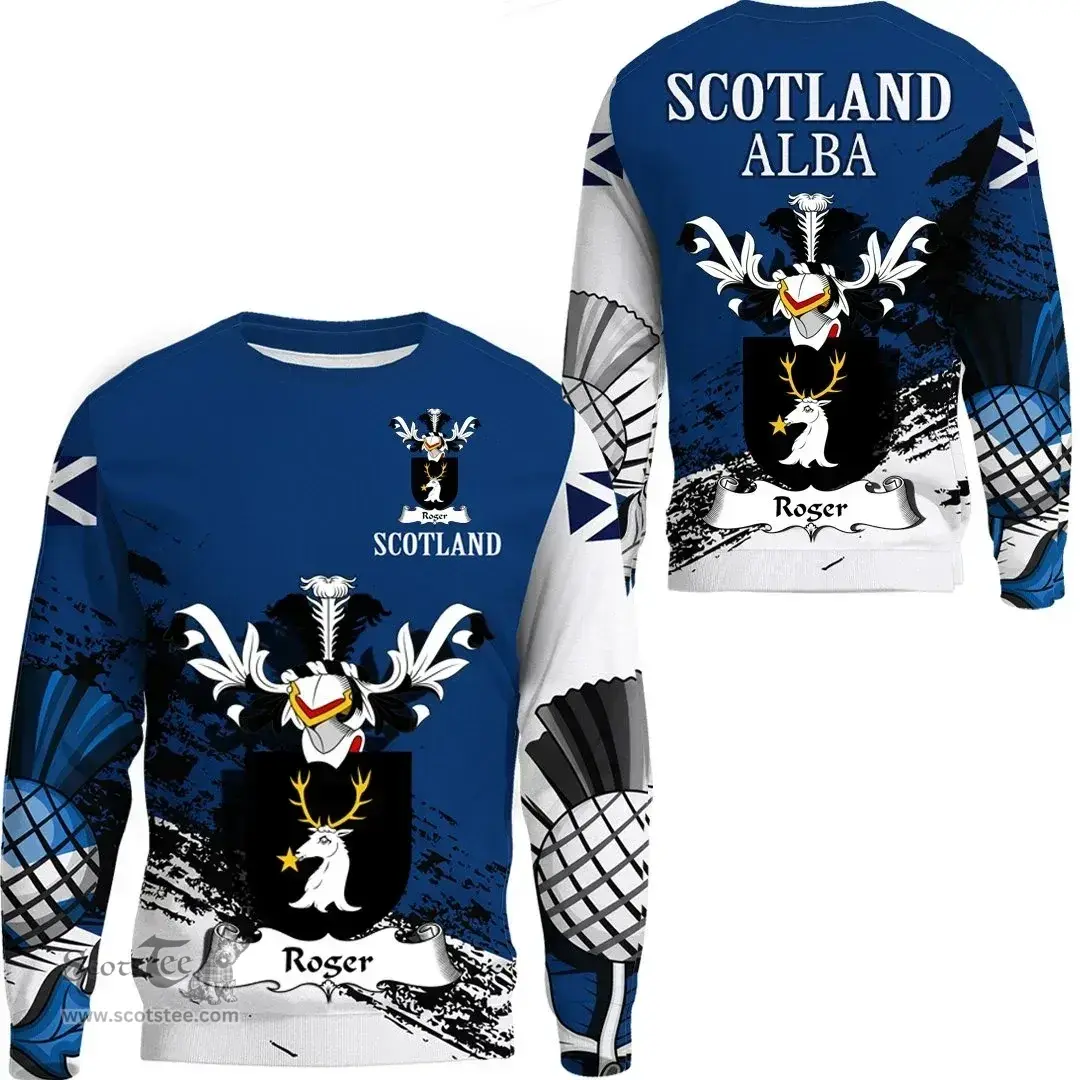 Scottish Roger or Rodger Clan Scottish Family Crest Scotland Alba Thistle Sweatshirt