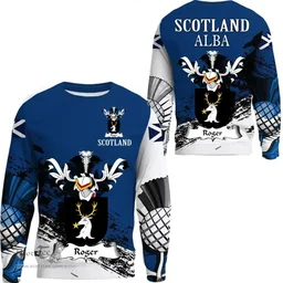 Scottish Roger or Rodger Clan Scottish Family Crest Scotland Alba Thistle Sweatshirt