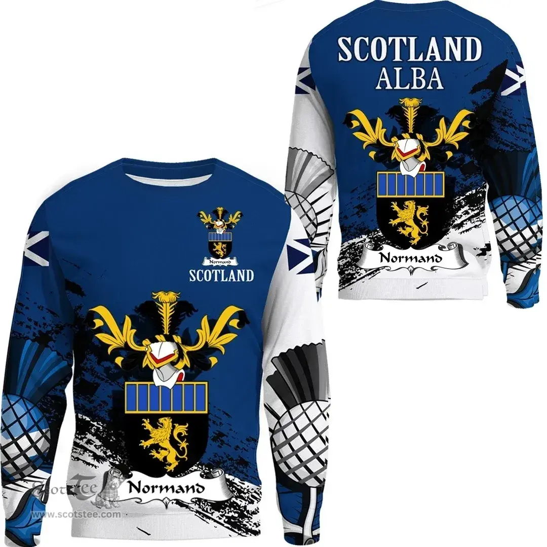 Scottish Normand Clan Scottish Family Crest Scotland Alba Thistle Sweatshirt
