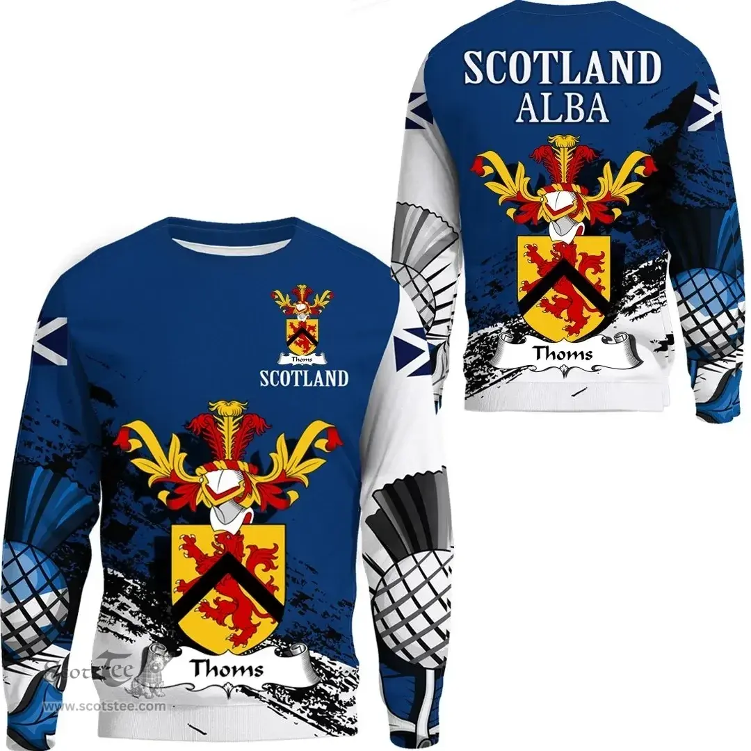 Scottish Thoms Clan Scottish Family Crest Scotland Alba Thistle Sweatshirt
