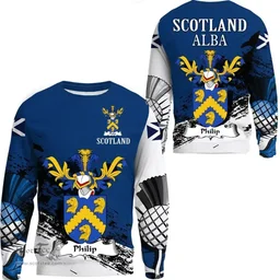 Scottish Philip Clan Scottish Family Crest Scotland Alba Thistle Sweatshirt