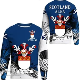 Scottish Stryvelin Clan Scottish Family Crest Scotland Alba Thistle Sweatshirt