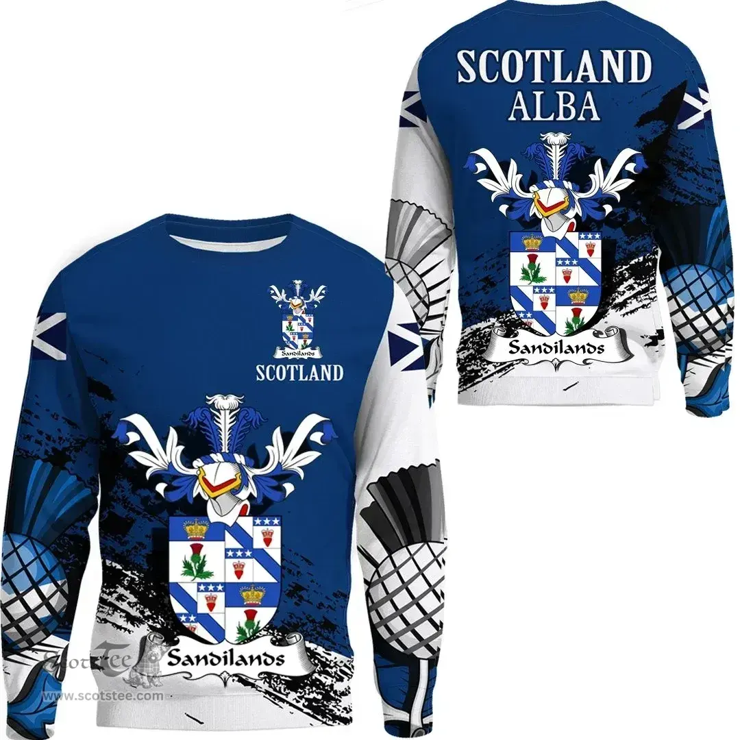 Scottish Sandilands Clan Scottish Family Crest Scotland Alba Thistle Sweatshirt