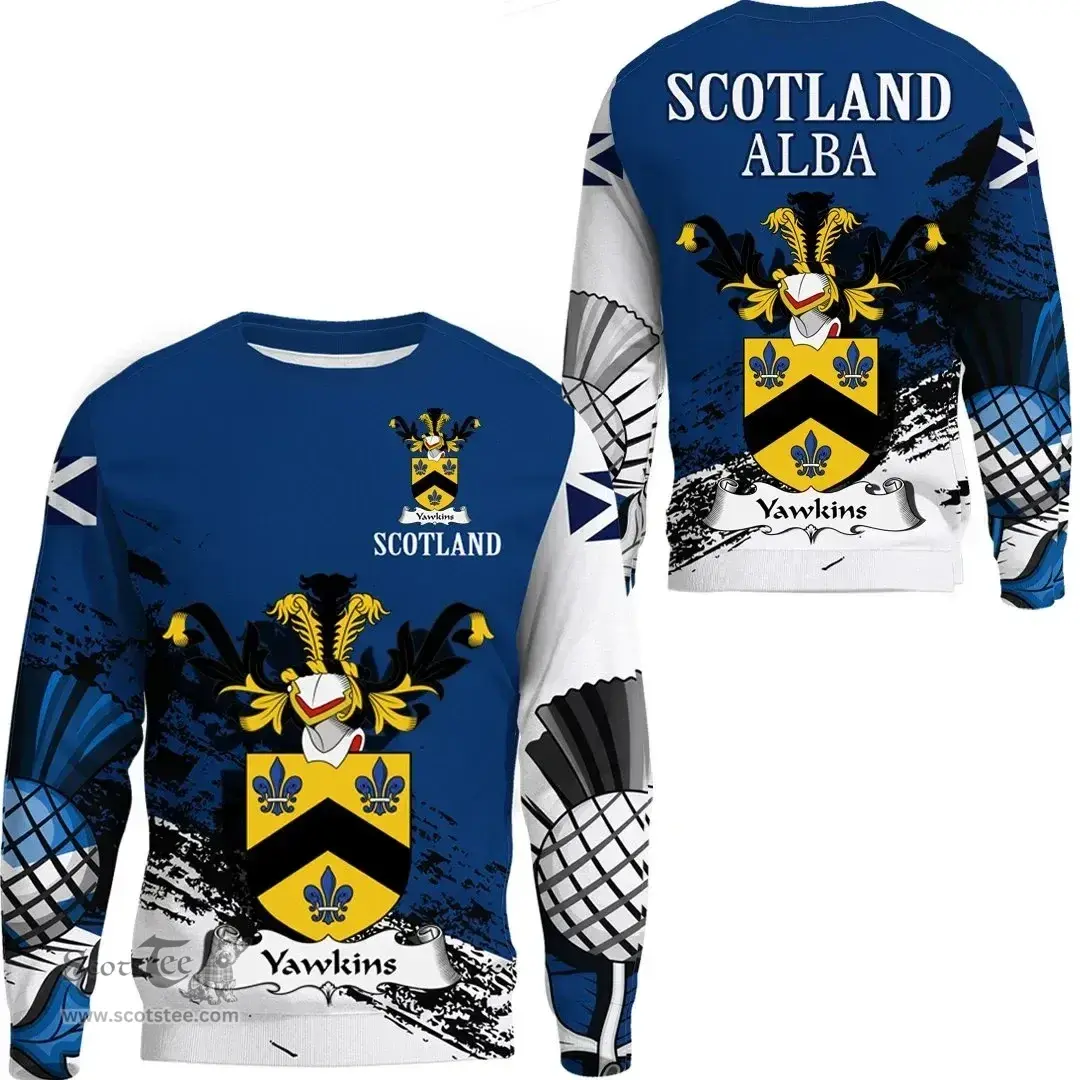 Scottish Yawkins Clan Scottish Family Crest Scotland Alba Thistle Sweatshirt