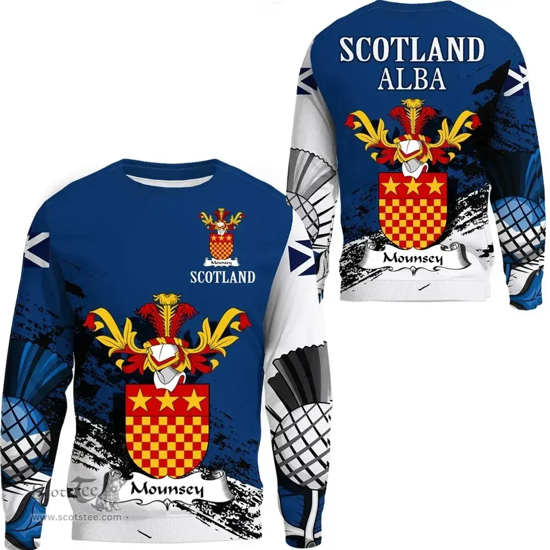Scottish Mounsey Clan Scottish Family Crest Scotland Alba Thistle Sweatshirt
