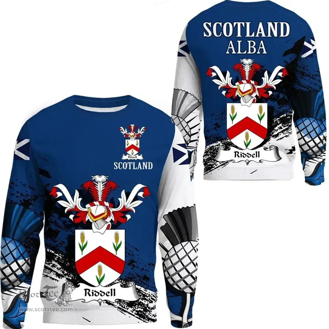 Scottish Riddell Clan Scottish Family Crest Scotland Alba Thistle Sweatshirt