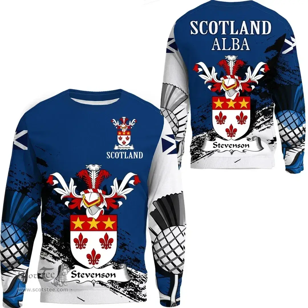 Scottish Stevenson Clan Scottish Family Crest Scotland Alba Thistle Sweatshirt