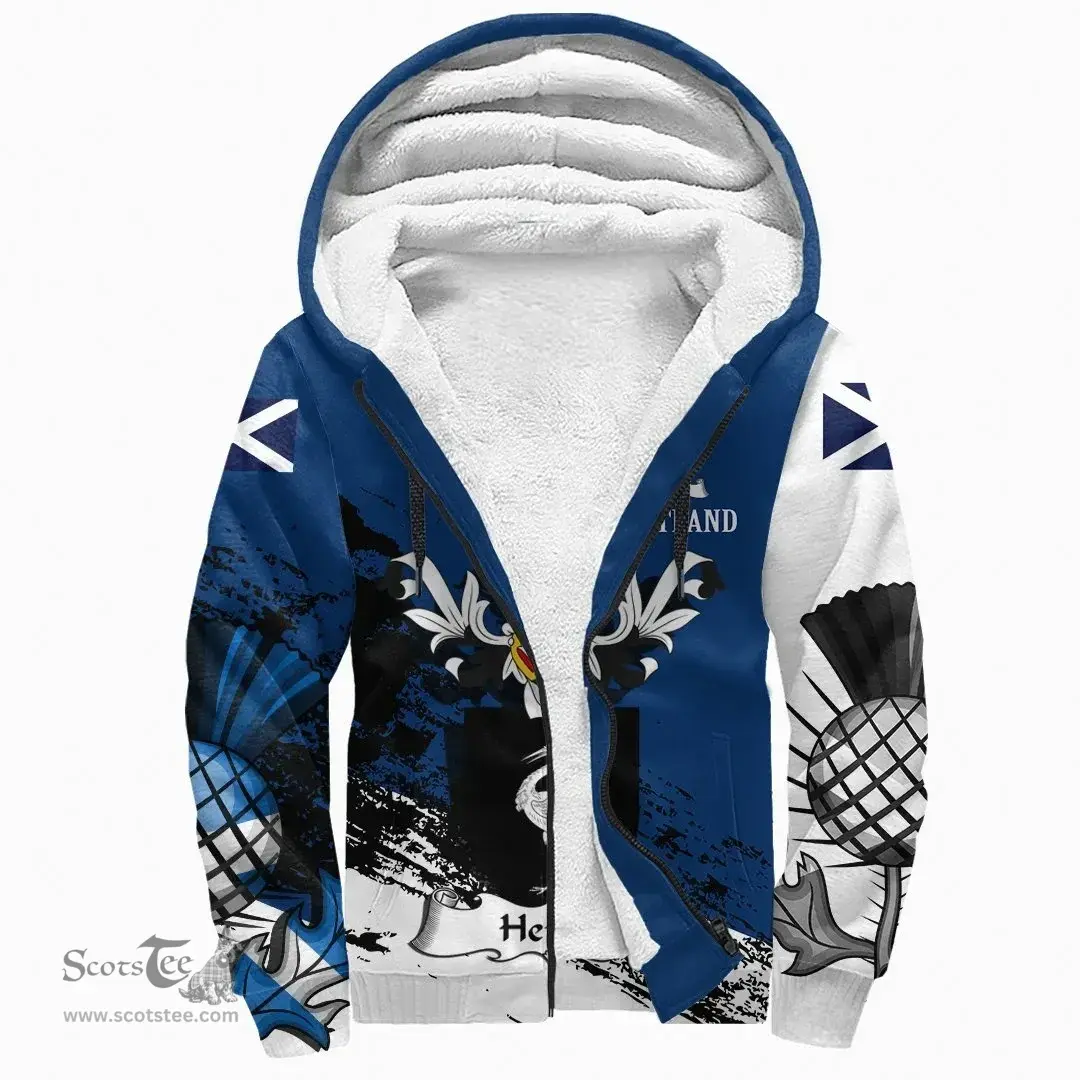 Scottish Heron Clan Scottish Family Crest Scotland Alba Thistle Sherpa Hoodie