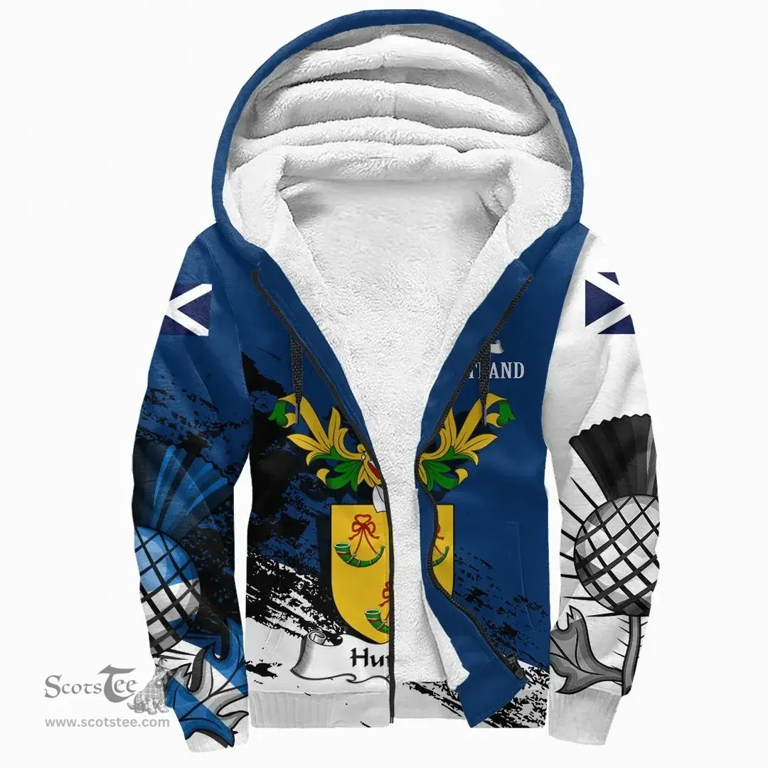Scottish Hunter Clan Scottish Family Crest Scotland Alba Thistle Sherpa Hoodie