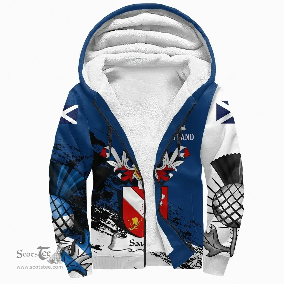 Scottish Sauchy Clan Scottish Family Crest Scotland Alba Thistle Sherpa Hoodie