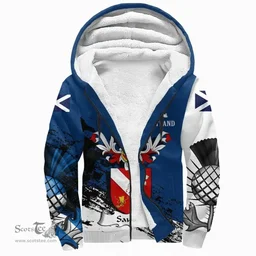 Scottish Sauchy Clan Scottish Family Crest Scotland Alba Thistle Sherpa Hoodie