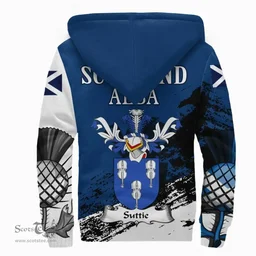 Scottish Suttie Clan Scottish Family Crest Scotland Alba Thistle Sherpa Hoodie