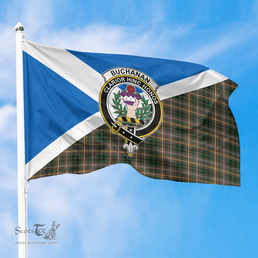 Scottish Buchanan Hunting Crest and Scotland Flag Scottish Tartan Flag