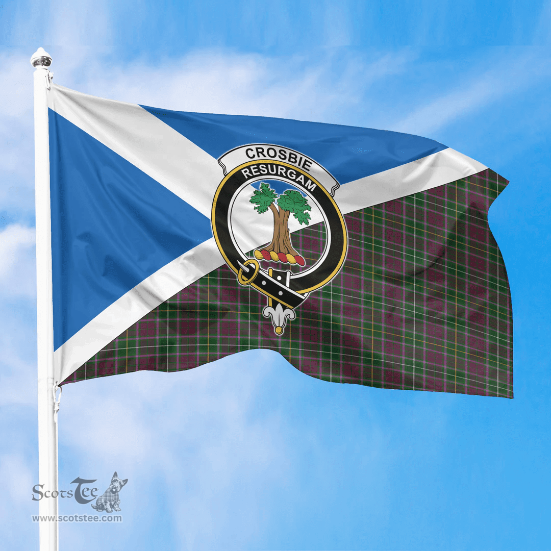 Scottish Crosbie Crest and Scotland Flag Scottish Tartan Flag
