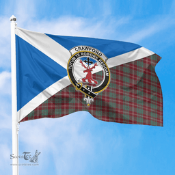 Scottish Crawford Modern Crest and Scotland Flag Scottish Tartan Flag