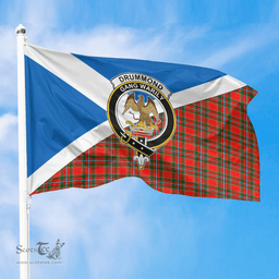Scottish Drummond of Perth Crest and Scotland Flag Scottish Tartan Flag