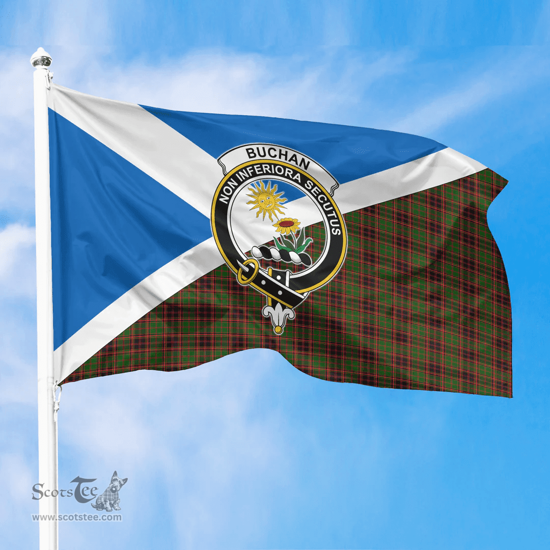 Scottish Buchan Modern Crest and Scotland Flag Scottish Tartan Flag