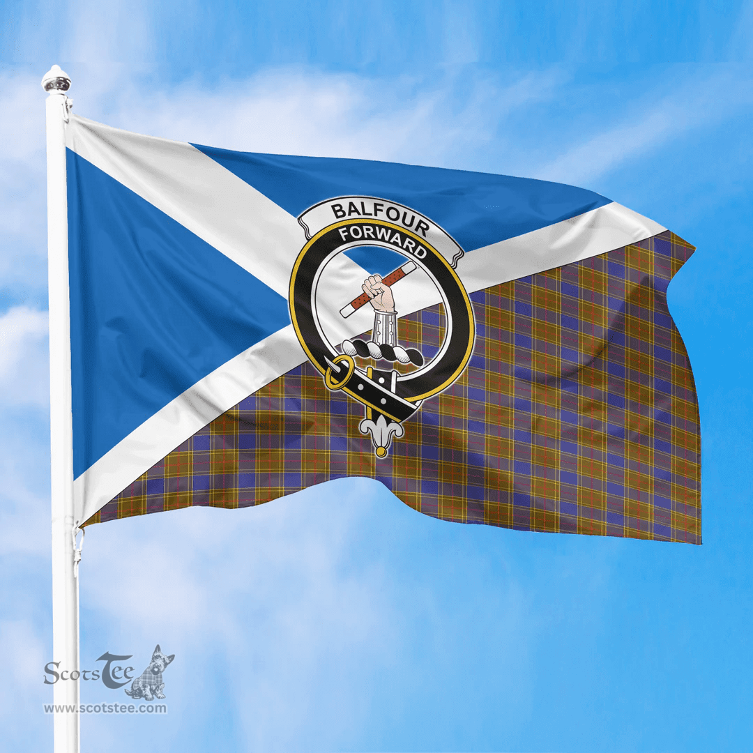 Scottish Balfour Modern Crest and Scotland Flag Scottish Tartan Flag
