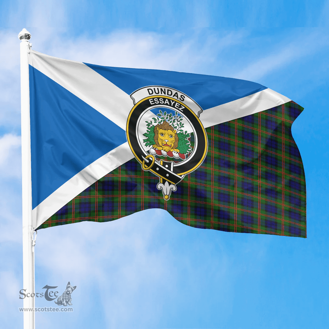 Scottish Dundas Modern 02 Crest and Scotland Flag Scottish Tartan Flag